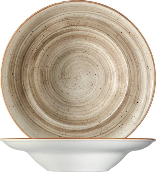 Bonna Premium Porcelain ATRGRM27CK Aura Terrain Plate Teller Tief, Supenteller, 26.8cm, 450ml, Porzellan, Sand, 1 Stück 1