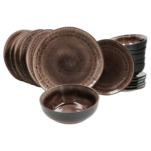 Null 18tlg. Tellerset Zakynthos Reactive Glaze Schwarz- 24327312 3