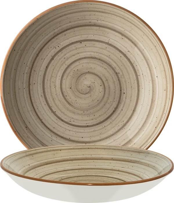 Bonna Premium Porcelain ATRGRM27CK Aura Terrain Plate Teller Tief, Supenteller, 26.8cm, 450ml, Porzellan, Sand, 1 Stück 5