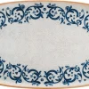 6x Servierplatten Speiseteller Porzellan Geschirr Oval Weiß Blau Braun Bonna Viento Hygge 34×17,5cm Mediterran 25