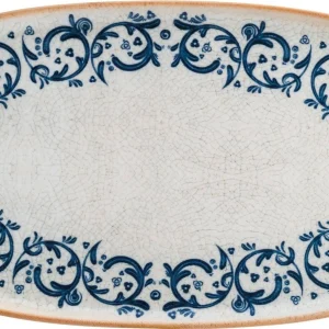 2x Servierplatten Speiseteller Porzellan Geschirr Oval Weiß Blau Braun Bonna Viento Hygge 34×17,5cm Mediterran 11