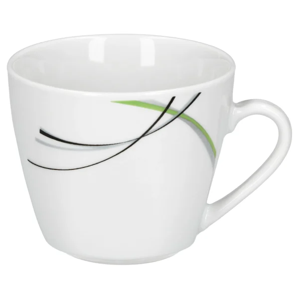 Null 6er Set Kaffeetasse 20cl Und Kaffeeuntertasse 14,5cm Donna – Weißes Porzellan Mit Linien- Dekor In Schwarz, Grau Und Grün 8