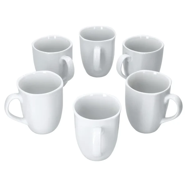 Null 6er Set Kaffeebecher Palazzo 33cl – Kaffeetasse Aus Weißem Porzellan Mit Dekor-Kreisen In Grau Und Dunkelrot 5