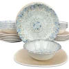 Tafelservice Geschirrset Kombiservice Suppenteller Speiseteller Porzellan 6 Personen Mosaik Blau Beige Braun 24er Set Bonna Luca Salmon Mosaic 23