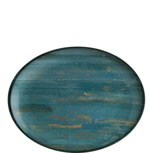 2x Servierplatten Speiseteller Porzellan Geschirr Oval Türkis Blau Braun Bonna Madera Mint Moove 31×24 Cm 1