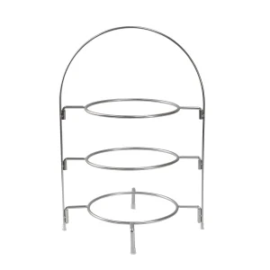 Null Etagere 3-stöckig, Glatt Poliert Gesamt-H 36,0cm, Teller-D 18,0cm, 21,0cm, 28,0cm Edelstahl 13