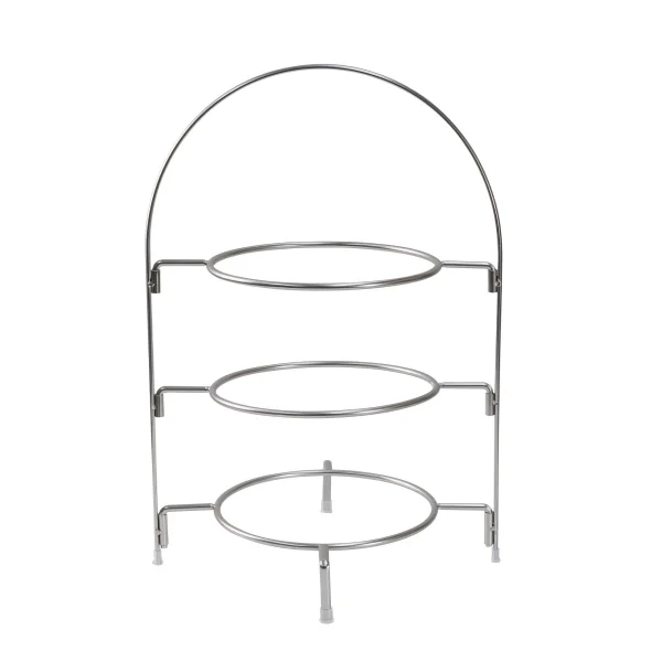 Null Etagere 3-stöckig, Glatt Poliert Gesamt-H 36,0cm, Teller-D 18,0cm, 21,0cm, 28,0cm Edelstahl 4