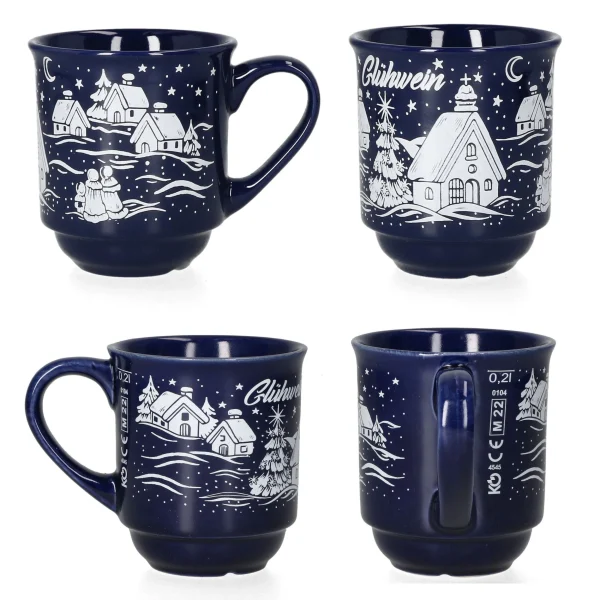 Null 3160110 – 12er Set Glühweinbecher In Dunkelblau Mit Weihnachtslandschaft 0,2L Geeicht 8