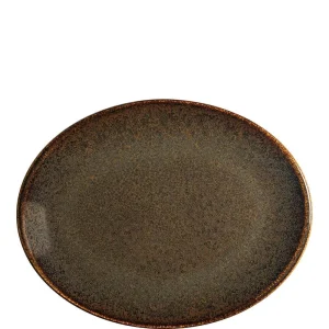 6x Servierplatten Speiseteller Porzellan Geschirr Grün Weiß Bonna Odette Olive Gourmet Platte Oval 24x14cm Kantenschutz 21