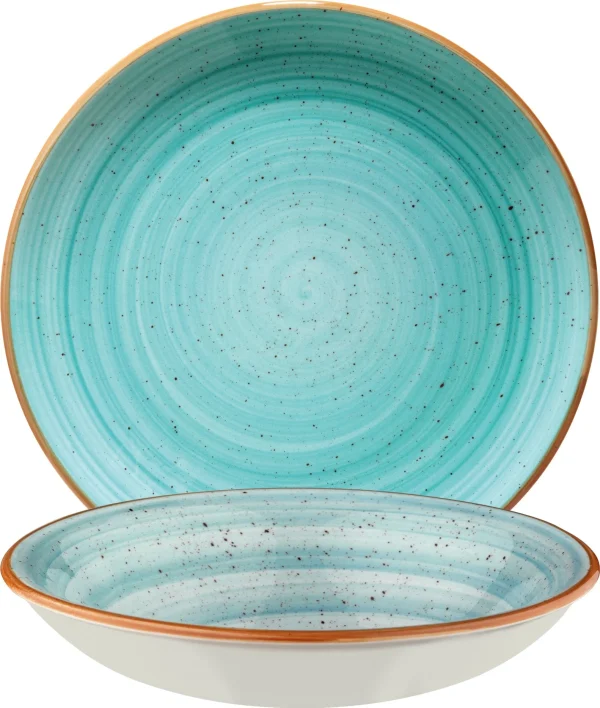 Bonna Premium Porcelain AAQBLM23CK Aura Aqua Plate Teller Tief, Supenteller, 23cm, 1 Liter, Porzellan, Türkis, 1 Stück 5