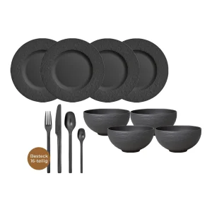 Villeroy & Boch Manufacture Rock Tafelservice 18-teilig Schwarz 13