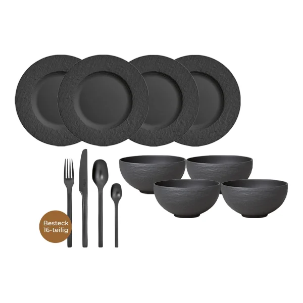 Villeroy & Boch Manufacture Rock Tafelservice 18-teilig Schwarz 4