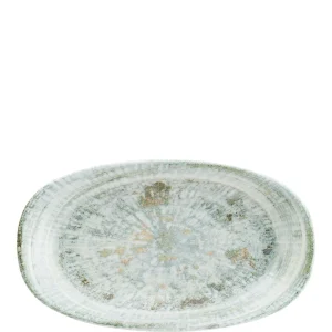 6x Servierplatten Speiseteller Porzellan Geschirr Grün Weiß Bonna Odette Olive Gourmet Platte Oval 24x14cm Kantenschutz 17