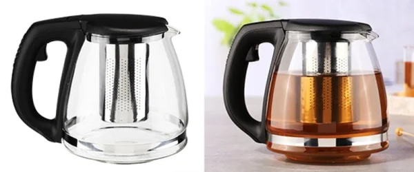 Null Teekanne Kaffeekanne Glaskanne Kanne Glas Mit Filtereinsatz Aus Edelstahl 1,2L 8