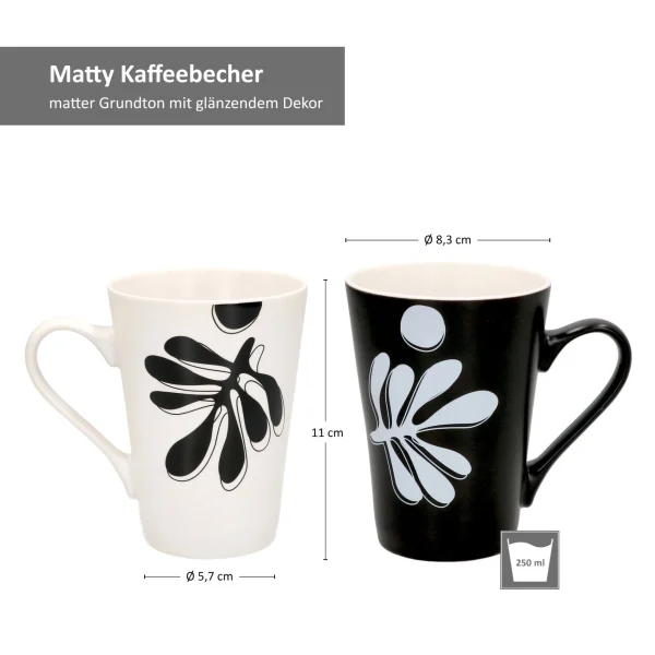 Null 2er Set Kaffeebecher Matty 250ml Schwarz & Weiß – 2016732 6