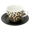 Null 18-tlg. Kaffeeservice Leopard Lampart Schwarz + Leoparden Muster 25