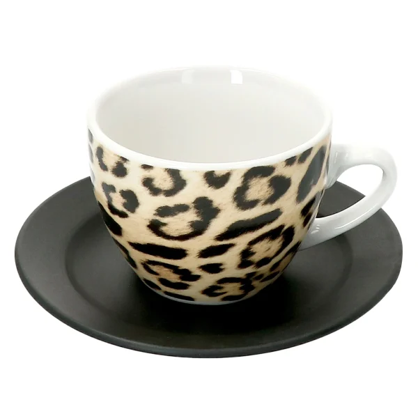 Null 18-tlg. Kaffeeservice Leopard Lampart Schwarz + Leoparden Muster 1