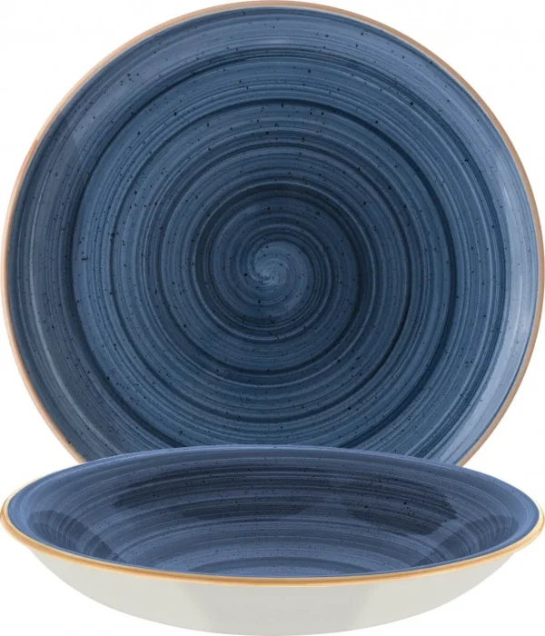 6x Pastateller Geschirr Tief 20cm 50cl Blau Creme Rund Porzellan Bonna Aura Dusk Gourmet Kantenschutz 1