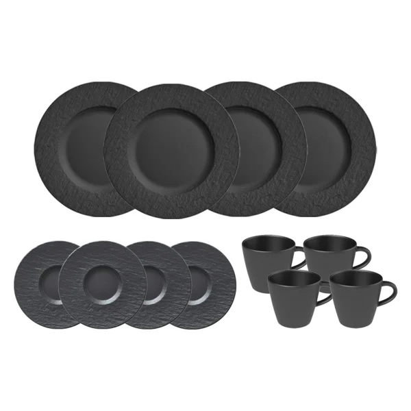 Villeroy & Boch Manufacture Rock Kaffeeservice Schwarz 12-teilig 1