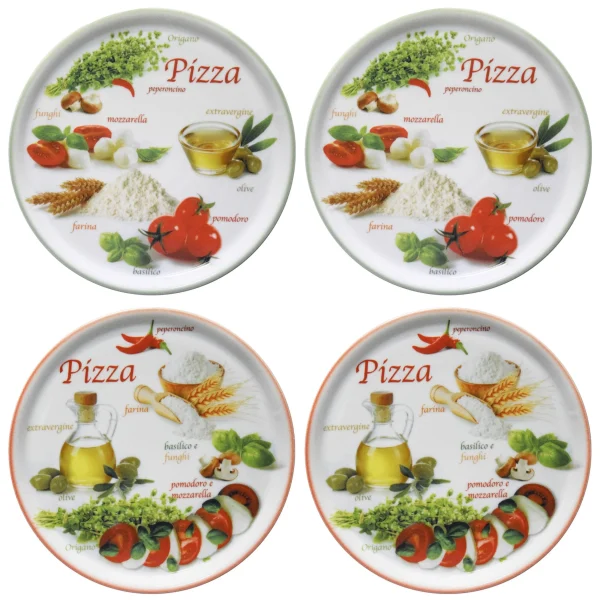 Null 6er Set Pizzateller Napoli Pizzafoods Grün + Rot 33cm – 04018#ZP1 + 04018#ZP2 3