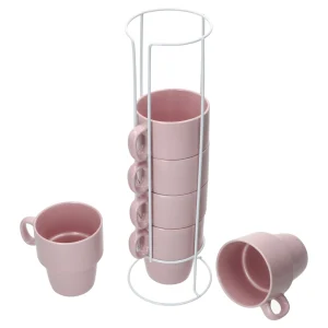 Null 6er Set Kaffeebecher Mit Ständer Stata 250ml Mint Tasse Henkel Porzellan Stapelbar 11