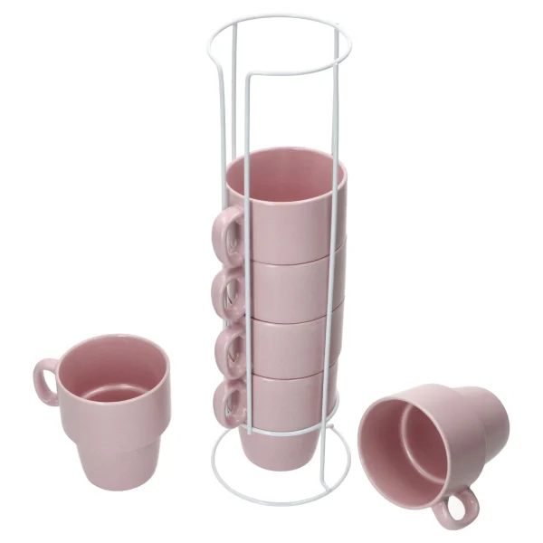 Null 6er Set Kaffeebecher Mit Ständer Stata 250ml Mint Tasse Henkel Porzellan Stapelbar 3