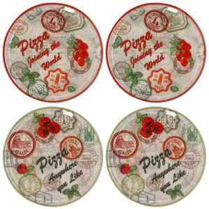 Null 4er Set Pizzateller Charme Red – Rom Rot – 33cm – 04018#ZCHAR 15