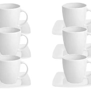 Null 12er Set Kaffeetasse 23,5 Cl Mit Untertasse 15,5cm Ebro Aus Opal-Hartglas 15