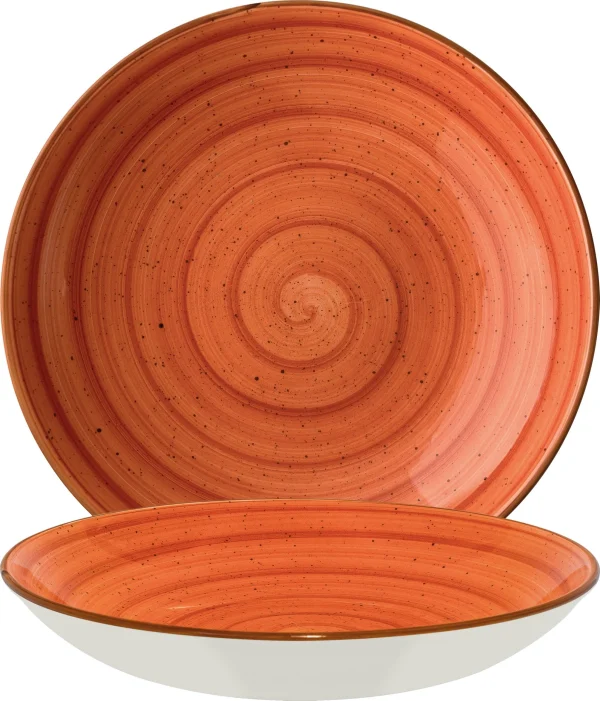 Bonna Premium Porcelain ATCBLM28CK Aura Terracotta Plate Teller Tief, Supenteller, 28cm, 1.7 Liter, Porzellan, Terrakotta, 1 Stück 1