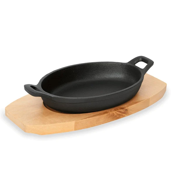 Was-germany WAS Germany – Servierpfanne Cast Iron 35, Mit Holzuntersetzer, 15 X 9,5 X 3 Cm, Gusseisen/Holz (3536155) 1