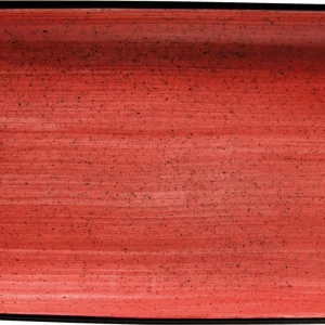 6x Servierplatten Speiseteller Porzellan Geschirr Rechteckig Rot Creme Bonna Aura Passion Moove 34x16cm Kantenschutz 11