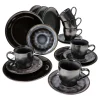 Null 18tlg. Kaffeeservice Zakynthos Reactive Glaze Grey Black – 24328312 25