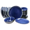 Null 18tlg. Teller Set Reactive Glaze Navy Blue- Athens – 24327290 25