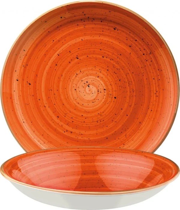 6x Pastateller Geschirr Tief 20cm 50cl Orange Creme Rund Porzellan Bonna Aura Terracotta Gourmet Kantenschutz 1