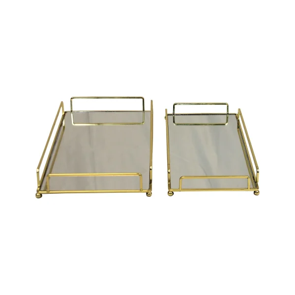 Null 2er Spiegeltablett-Set 36,5cm/34,5cm – Goldfarben 1