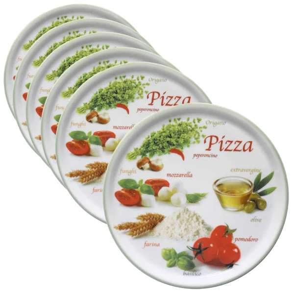 Null 6er Set Pizzateller Napoli Pizzafoods Grün + Rot 33cm – 04018#ZP1 + 04018#ZP2 4