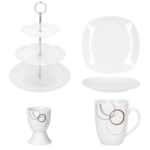 Null 7tlg. Etageren Frühstück Lilli Palazzo – 1x 24302284, 2x Eierbecher Pal. , 2x Becher Pal. & 2x Kuchenteller Lilli 19