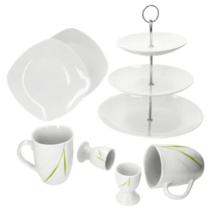 Null 5tlg Set Weihnachtszauber Frühstücks-Set – 1x Etagere, 2x Kaffeebecher 37cl & 2x Gebäckteller 20 Cm 13