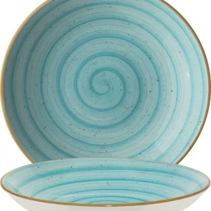 6x Pastateller Geschirr Tief 25cm 130cl Blau Creme Rund Porzellan Bonna Aura Dusk Bloom Kantenschutz 15