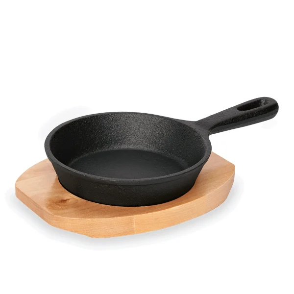 Was-germany WAS Germany – Mini Servierpfanne Cast Iron 35 Mit Holz Untersetzer, 14,5 X 14,5 X 2,5 Cm, Gusseisen/Holz (3538140) 4