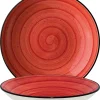 6x Pastateller Geschirr Tief 25cm 130cl Rot Creme Rund Porzellan Bonna Aura Passion Bloom Kantenschutz 10