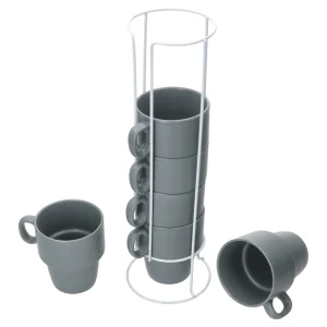 Null 6er Set Kaffeebecher Mit Ständer Stata 250ml Mint Tasse Henkel Porzellan Stapelbar 13