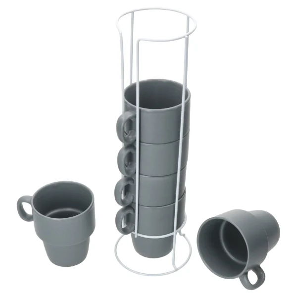 Null 6er Set Kaffeebecher Mit Ständer Stata 250ml Mint Tasse Henkel Porzellan Stapelbar 4