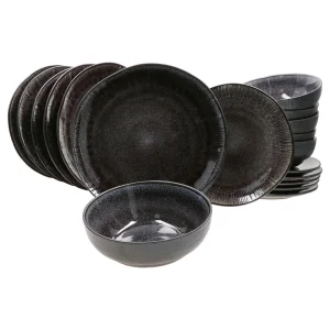 Null 18tlg. Kaffeeservice Zakynthos Reactive Glaze Grey Black – 24328312 11