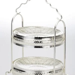 Null Snackständer/Etagere 3stöckig Mit 3 Glasschalen H 29 Cm Ø 11cm Versilbert Anlaufgeschützt 15