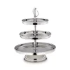 Null Etagere 3-stöckig, Glatt Poliert Gesamt-H 36,0cm, Teller-D 18,0cm, 21,0cm, 28,0cm Edelstahl 25