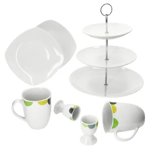 Null 5tlg Set Weihnachtszauber Frühstücks-Set – 1x Etagere, 2x Kaffeebecher 37cl & 2x Gebäckteller 20 Cm 17