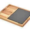 Null Schäfer Bambus Holz Servierplatte 30 X 25 X 1,8 Cm Mit 3 Fächern Brett Steakteller Frühstücksbrett 23