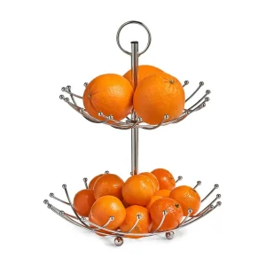 Null Zeller Obst Etagere Obstkorb Obstschale Gemüsekorb 2-Lagig Verchromten Metall 10