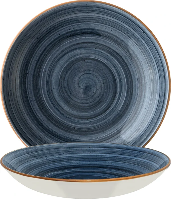 Bonna Premium Porcelain ADKBLM28CK Aura Dusk Plate Teller Tief, Supenteller, 28cm, 1.7 Liter, Porzellan, Blau, 1 Stück 1